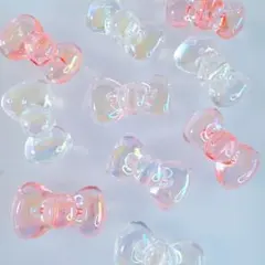 ◎キティちゃんリボン風ビーズ（うるうるクリア）カスタムボールペン対応