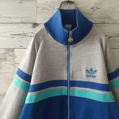 人気希少☆80s 西ドイツ アディダス 刺繍ロゴ トラックジャケット デサント製