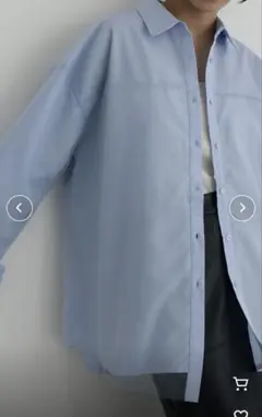 さ*こ様 レイヤードデザイン オーバーサイズシャツ ブルー/ hellam