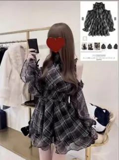 【新品即発送】GRLチェック柄ショルダーオープンリボンミニワンピース[pm810