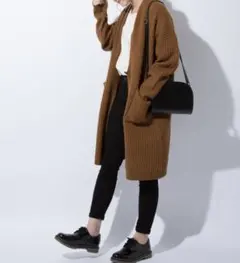 UNIQLO ウールリブニットコート　ブラウン