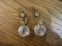 ハンドメイド 透明球体ピアス