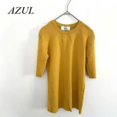AZUL リブ編み ニット 五分袖 トップス マスタード サラッとMのサムネイル