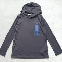 PUMA プーマ パーカー 黒 青 長袖 M ロゴ スポーツ トレーニングのサムネイル