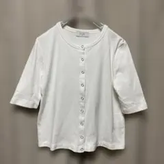 美品　24SS スローブイエナ フライスパールボタンカーディガン ホワイト 白