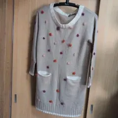 FRAPBOIS ポンポン付きニットワンピース　ポケット付き