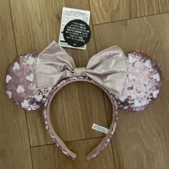 タグ付き　ディズニーリゾート　ミニー　スパンコールハート柄カチューシャ