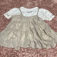 pink latte 半袖シャツ S ホワイト・ベージュ