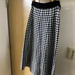 チェックニットスカートロング