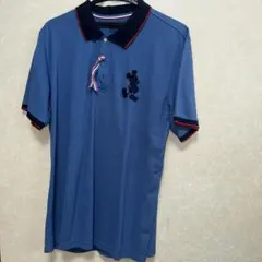 【冬休SALE】【メンズ】ミッキーマウス刺繍 ポロシャツ 青