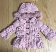メゾピアノ　ダウンコート　ジャケット　90cm ピンク　リボン　フード　ファー