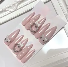 ネイルチップ ピンク系 くまさん シンプル ハート