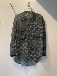 ZARA 花柄長袖シャツ ブラック・グリーン