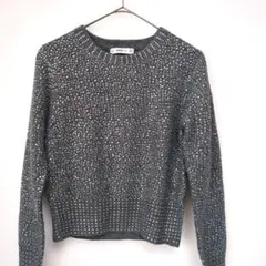 ZARA　ザラ　スパンコール/ビーズニットセーター　M　クロップド丈　キラキラ