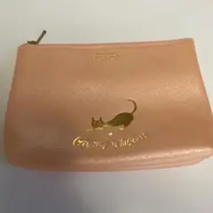 猫デザイン ポーチ オレンジよりのピンク♡