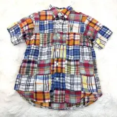 ポロバイラルフローレン ポニーロゴ刺繍 カラフルチェック パッチワーク シャツ