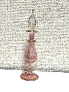 アンティーク 香水瓶 パフュームグラス ガラス製 ピンク