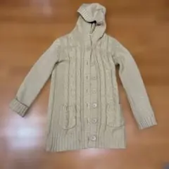 J-honey フード付きベージュニットカーディガン