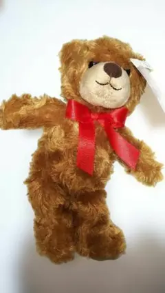 茶色のテディベア 赤いリボン付き