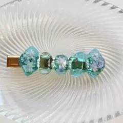 レジン ︎‪✿ドライフラワー‪✿ヘアクリップ（水色）