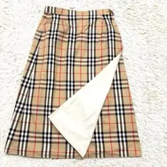 バーバリー　リバーシブルスカート　ノバチェック　膝丈　ラップスカート