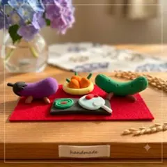 ハンドメイド 8月飾り　お盆　精霊馬　ナス　キュウリ　ほおずき　お盆飾りのサムネイル