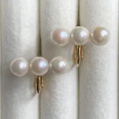 あこや真珠 3連イヤリング Akoya Pearl M819