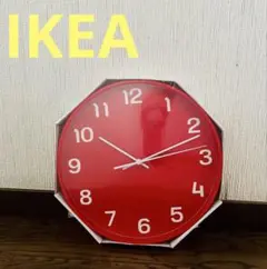 【IKEA 】PLUTTIS 赤色 掛時計 28cm