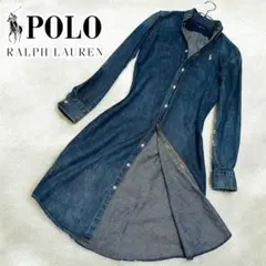 ポロ ラルフローレン デニム シャツワンピース ホワイトポニー インディゴ XS