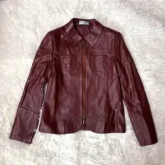 【美品】羊皮♡レザー♡ジャケット♡アウター♡バーガンディ♡ワイン♡