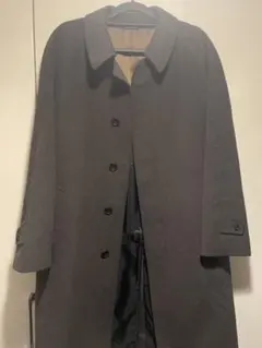 ダークブラウン　アンゴラウール混ステンカラーコート 5つボタン