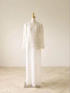 総レース　マキシ丈　七分袖　ワンピース　ibee vintage