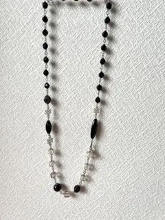 黒と透明のビーズネックレス 約80cm