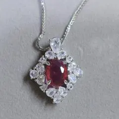 オーバルルビークリスタル1粒ネックレスE-07