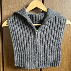 値段交渉有！グレー リブ編み ジッパー付きベストMサイズ