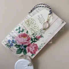 ㉚縦長ジャンクジャーナル土台チャーム付【シャビー/ビンテージ調】ピンク