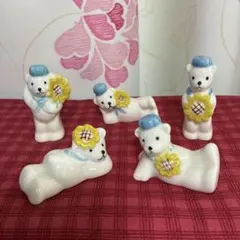 おまけ付き　クマの置物　陶器のクマ　ミニチュア　箸置き　5種セット