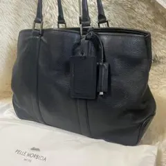 ペッレモルビダ　トートバッグ　ビジネスバッグ　レザー　ネイビー　大容量　A4