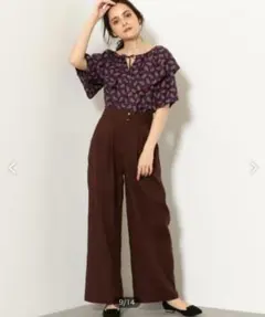 【美品】ワイドパンツ ブラウン S【Green label Relaxcing】