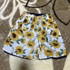 BREEZEひまわり柄ネイビーリバーシブルキュロット120