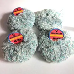 変わり毛糸 ESMERALDA ブルー系 g　スペイン製 ファンシーヤーン