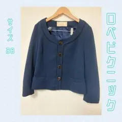 ロペピクニック ノーカラージャケット サイズ38 ネイビー