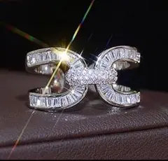 おしゃれ☆フリーサイズ☆指が綺麗に見えるデザイン☆ダイヤモンドCZイタリーファッ