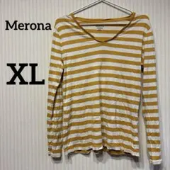 長袖カットソー【XL】トップス 黄色白 ストライプ おしゃれ服 ヴィンテージ