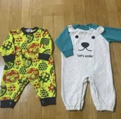 ベビー　ロンパース　カバーオール　70 長袖　つなぎ　クマ　可愛い　カラフル