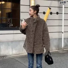 nugu ボアボタンハーフコート