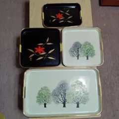 漆器トレイセット 4点