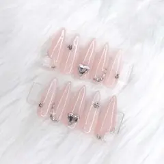 ネイルチップ ピンク ワンホン ベイビーブーマー バラ 韓国 ハート 現品販売