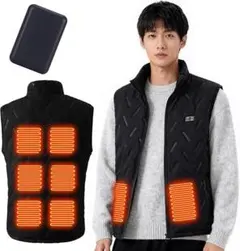 電熱ベスト 【大容量バッテリー付き 9箇所発熱】 加熱ベスト 前後独立スイッチ