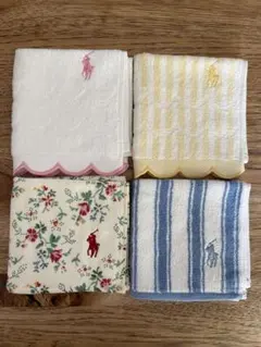 新品 RALPH LAUREN 刺繍タオルハンカチ ４枚セット　8